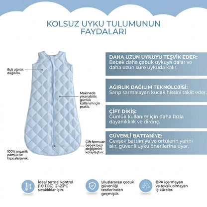 Pufidi - Kesintisiz Uyku İçin Ağırlıklı Organik Bebek Uyku Tulumu